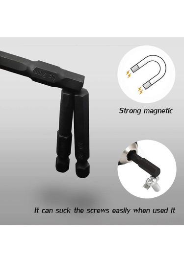 Mufunye 10 Parça Siyah Metrik İç Çokgen Uç Seti - 1/4" Manyetik Kolu, S2 Çelikten Yapılmış, Ev Ve Günlük Kullanım İçin Dayanıklı Tornavida Uçları