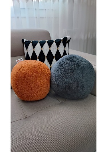 2' Li Top Kırlent / Yastık Büyük Antrasit / Yastık Büyük Kiremit