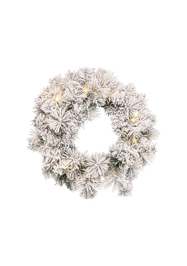 Yılbaşı Çelenk Karlı Ledli 40cm