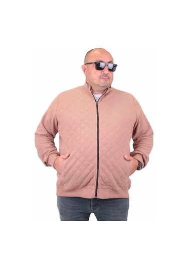 Starbattal Büyük Beden Fermuarlı Hırka Diamond 23281 S.Kahve-S.Kahve