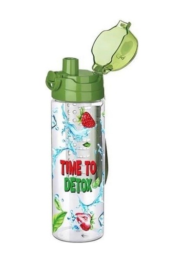 Tutma Saplı Kilitli Kendiliğinden Süzgeçli Kolay Taşınabilir Detoks Sporcu Diyet Matarası Şeffaf