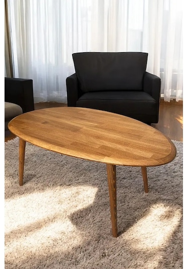 Fawdecor Asimetrik Masif Ahşap Modern İskandinav Oval Ceviz
