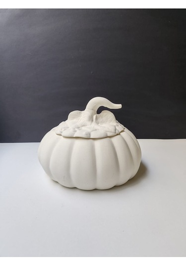 Dekoratif Balkabağı, Büyük Boy, Ham Beyaz El Yapımı, Ev Dekoru