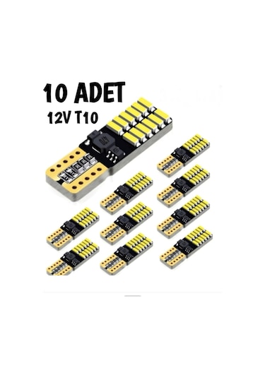 10 Adet T10 Led Ampül 12V Beyaz Renk 24 Ledli