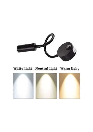 Kangvka Alüminyum Gölgelik 3w Led Duvar Lambası - Esnek Kapatma Fonksiyonu, 7.5x7.5x29 Cm Siyah