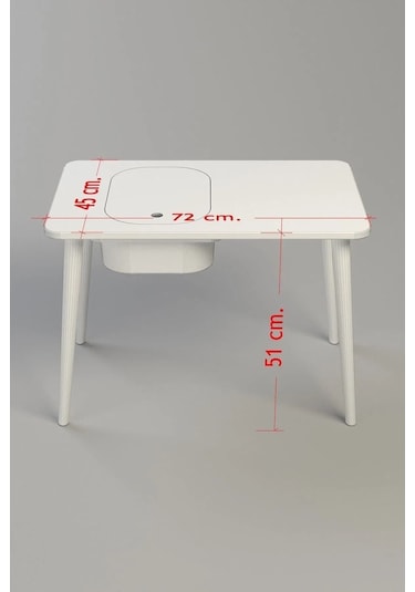 Çocuk Çalışma Oyun Etkinlik Ve Aktivite Masası Tek Tabureli Sepetli Mdf Ahşap Beyaz