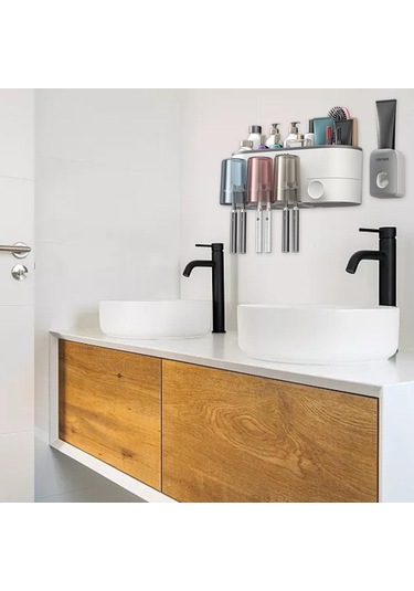 Suntek Diş Fırçası Rafı Duvara Monte Macunu 3-fincan-gri 3 Fincan Gri Diğer