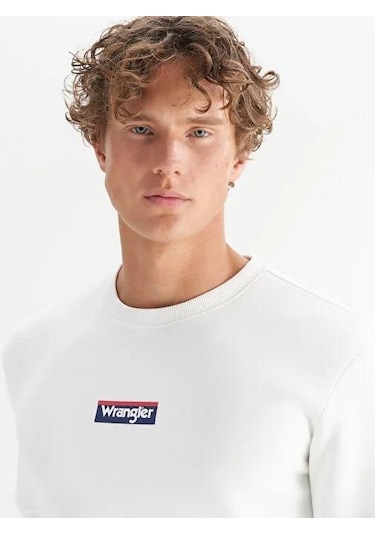 Wrangler Erkek Mid Logo Sweatshirt W2520133102 Beyaz