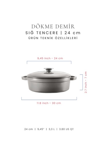 Voeux 24 Cm Sığ Tencere - Degrade Gri