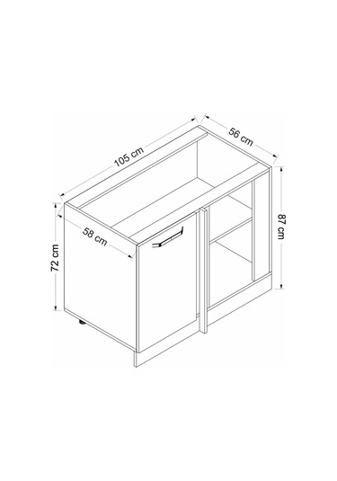 Minar Mutfak Modül Alt 1k1r 105cm Köşe Dolap Byz Mebran C Byz