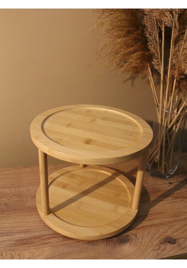 2 Katlı Bambu Döner Yuvarlak Sunumluk Diğer