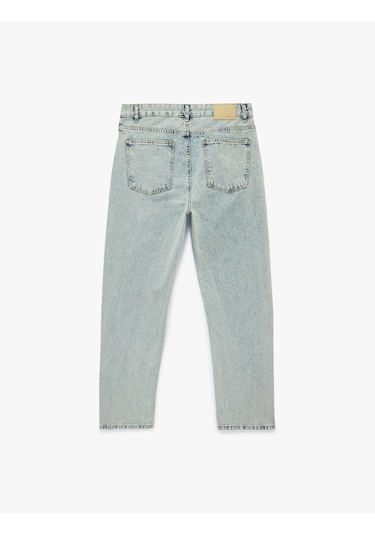 Koton Normal Bel Pamuklu Vintage Straight Jean Pantolon Açık İndigo 6sam40046nd