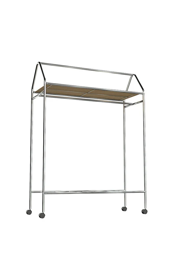 Tekerlekli Home Hanger Metal Askılık Ayaklı Askılık Krom