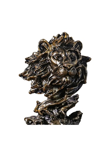 Suntek Magideal Aslan Kafası Heykeli El Sanatları Masa Süsleme Gümüş