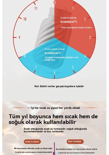 Peluş Su Dolu El Isıtıcı Çanta-mavi 500ml