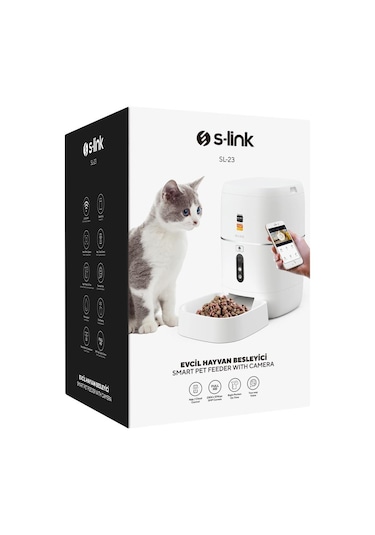 S-link Sl-23 Otomatik Yem Kabı 3mp Kamerali Iki Yönlü Ses 6l Wifi Tuya Destekli Akıllı Kedi Köpek Besleyici