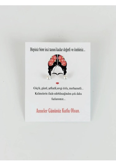 20 Adet Kuşe Kartlı İnci Küpe - Kına Hediyesi - Nikah Hediyesi - Krem