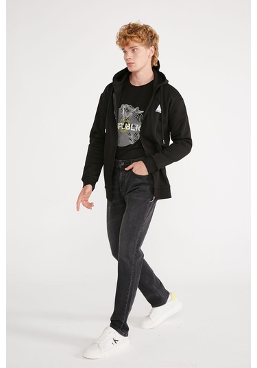 Jp Basıc Full Zıp Sweatshırt Hoodıe Siyah