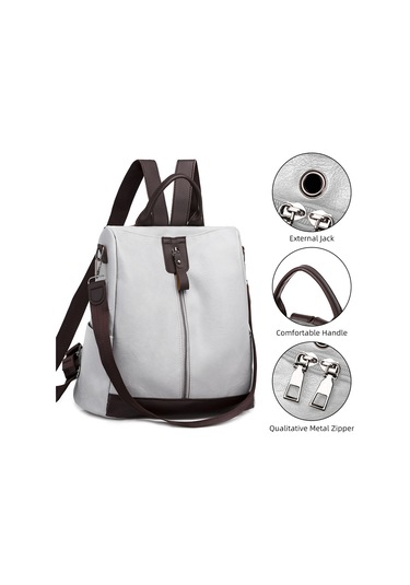 Skycity Moda Kadın Sırt Çantası - Çok Cepli, Hırsızlığa Karşı, Su Geçirmez, Pu Malzeme, Gri Renk, Seyahat Ve Günlük Kullanım İçin Çok Renkli