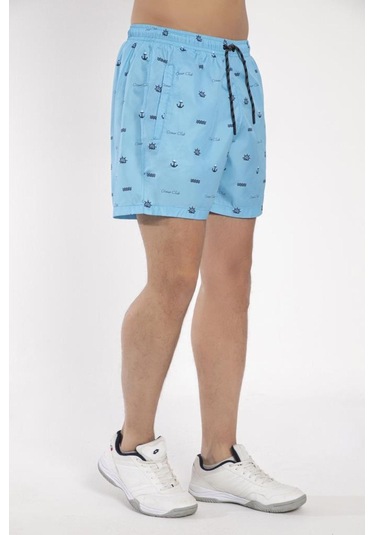 Crozwise Mikro Dijital Erkek Turkuaz Deniz Şortu 3181-11 Tukuaz
