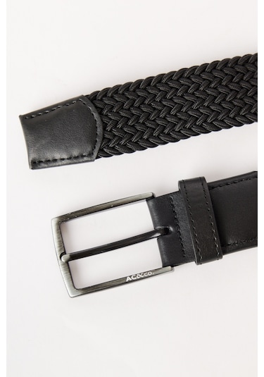 AC&Co / Altınyıldız Classics  Erkek Sıyah Casual Suni Deri Kemer Siyah