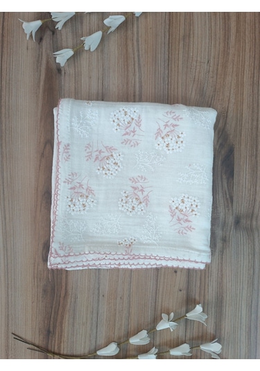 2 Katlı Müslin Kız Erkek Bebek Battaniyesi Oeko-texli %100 Pamuklu Desenli Puset Örtüsü Yenidoğan Pembe