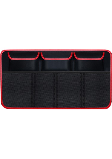 Springsun Araba Bagaj Organizer Çanta - İyileştirilmiş Model, 4 Kutu Ve 3 Çanta, Siyah-kırmızı, Oksford Kumaş Siyah