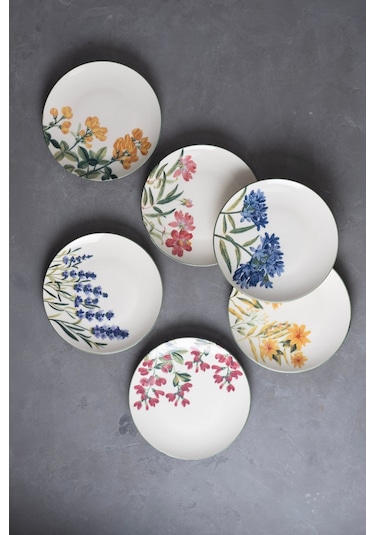 Tabak Evi Porselen New Flower Garden Pasta Tabağı 6 Kişilik 6 Parça Tvl6ptprs1115 Çok Renkli