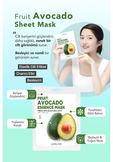 Lebelage Avokado İçeren Nemlendirici Kağıt Maske Lebelage Fruit Avocado Mask