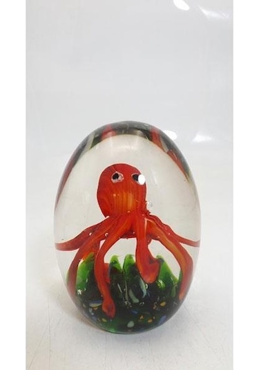 Lamedor Octopus Red Green Glass Decor 9x9x11 Cm