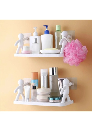 2 Li Banyo Mutfak Organizer Şampuan Kozmetik Baharat Kavanoz Düzenleyici Yapışkanlı Raf Çöp Adam Diğer