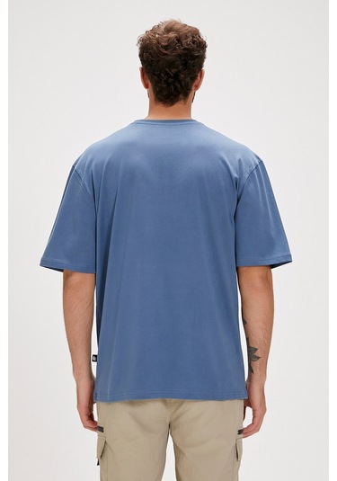 Bad Bear Title Element Mavi Logo Baskılı Basic Erkek Tişört-koyu Mavi Koyu Mavi