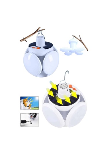 Katlanabilir Askılı Kamp Lambası 5 Kanatlı Pratik Güneş Enerjili Beyaz