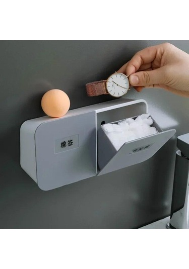 Mor Banyo Organizatör Pamuk Pedleri Depolama Plastik Çubukla Tutucu Duvara Monte Tampon Konteyner Pamuklu Çubukla Tutucu Kozmetik Organizatör Mor