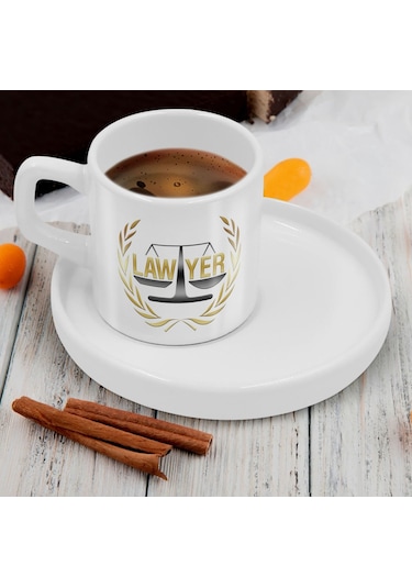 Bk Gift Kişiye Özel Sunum Tabaklı Avukat Tasarımlı Kahve Fincanı-1, Sevgiliye Hediye, Arkadaşa Hediye, Avukata Hediye Kobitmeyen137765 Bk Gift