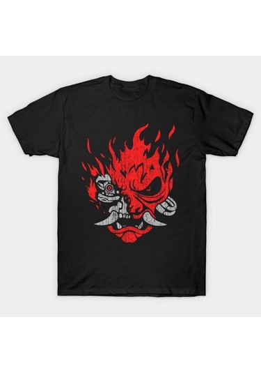 Siyah Unisex Moda Tshirt Cyberpunk Baskı Plus Boyut Xs-6xl T-shirt 100%pamuk Tops O Yaka Kısa Kollu Tees Siyah