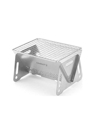 Novahub Kamp Ahşap Yakıtlı Ocak Izgara Tabağı İle Dış Mekan Taşınabilir Katlanabilir Paslanmaz Çelik Sırt Çantası Pişirme Ocağı Gümüş Gümüş