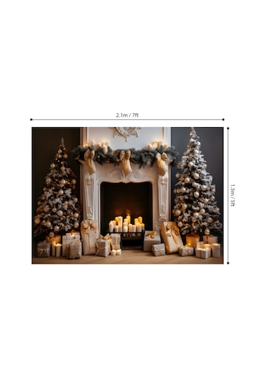 Kangvka Noel Temalı 2.1x1.5m Fotoğraf Arka Planı - Poliester Fiber W-7319 Modeli Çok Renkli