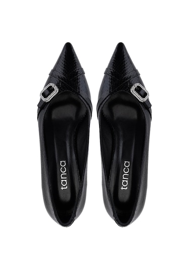 Tamer Tanca Kadın Suni Deri Siyah Topuklu Ayakkabı 1160 26554 Bn Ayk Sk25-26 Sıyah Siyah