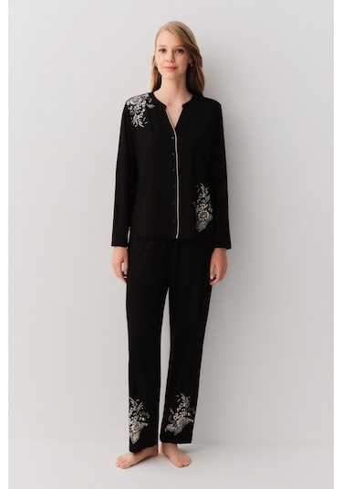 Suwen Efruz Maskülen Pijama Takımı Sh26208660b012 Siyah