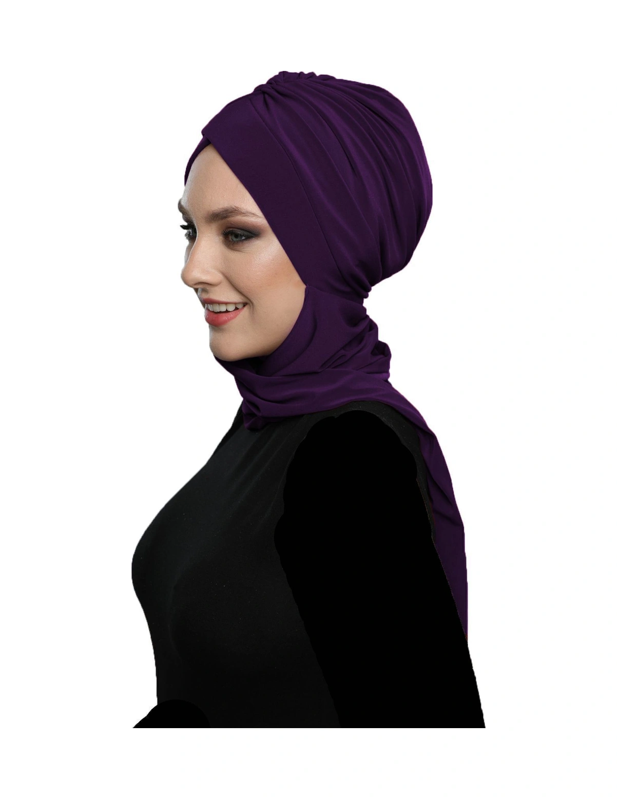 Kardelen Atkılı Astarlı Mor Hazır Türban Tesettür Havuz Ve Dış Bone Mor