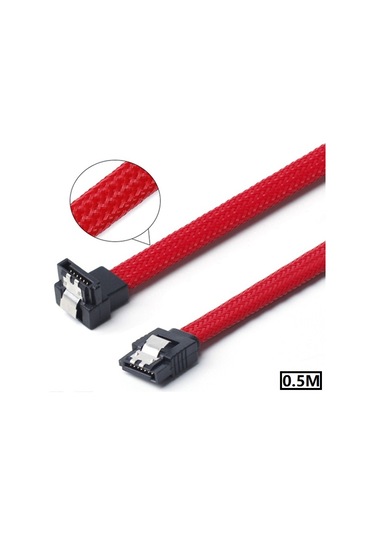 4739 Naylon Örgü Hasır L 90 Dirsek Sata3 Ssd Hdd Data Veri Kablos