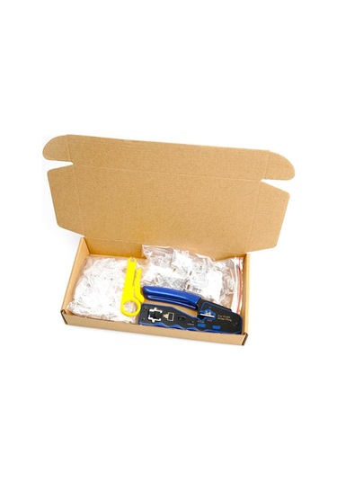 Sones Rj45 8p Delikli Kristal Başlıklı Konnektör Kılıfı Ağ Aracı Soyma Tel Kablo Pense Seti Mavi