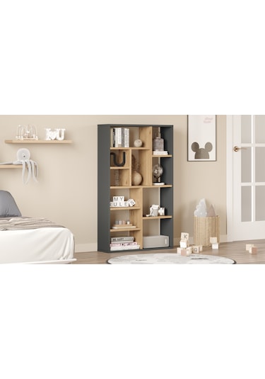 Robin Home Oscar Kitaplık 124cm Sepet-antrasit