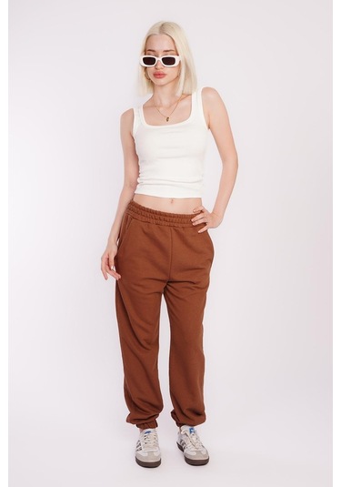 Kahverengi Comfort Fit Eşofman Altı Mg1353 Kahverengi