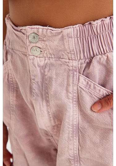 Kutaf Beli Lastikli Jean Relaks Jean Şort 001