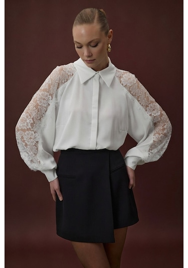 Sateen Talia Şort Etek - Siyah-137063 Siyah