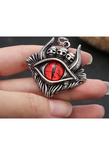 Paslanmaz Çelik 2 Li Göz Kolye Seti Mavi Eye Of Horus Ve Kırmızı Şeytan Gözü Kolye Kırmızı