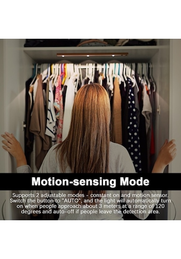 Fortunelane 40cm Gümüş Vücut Algılama Lambası - 3 Renk, 3 Parlaklık, Sürekli/algılama Modu, 900mah Pil, Mıknatıslı Montaj, Dolap Gümüş