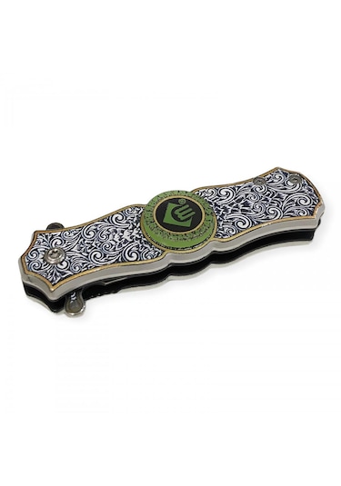 Göbeği Fosforlu 16cm İthal Stres Çarklı Kamp Çakısı Hediyelik Gümüş